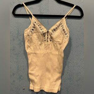 Elegant Cream Embellished Women's Top